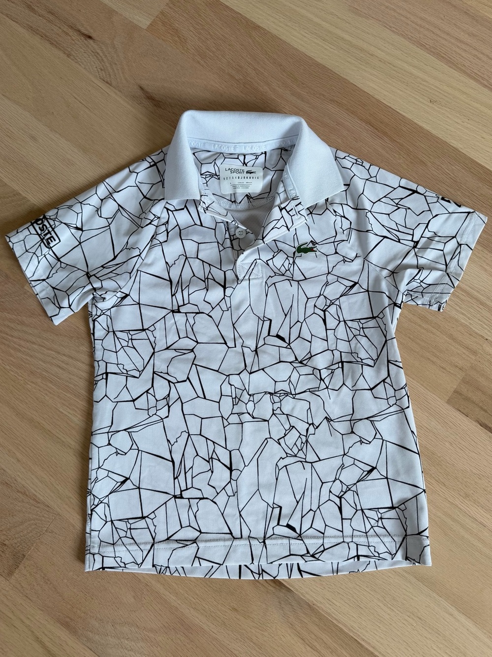 NWOT Size 6 Lacoste Sport Novak Djokovic All-Over Crackle Geometric Print Polo